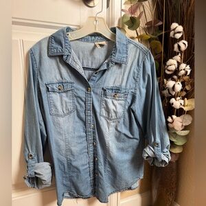 Denim soft Button-Up Shirt